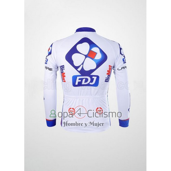 Fdj Ropa Ciclismo Culotte Largo 2012 Mangas Largas Blanco y Azur